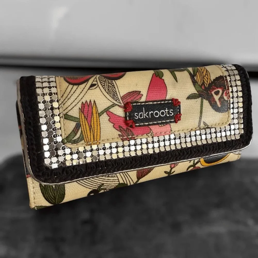 Sakroots Birds of Paradise Clutch Trifold Wallet Nature Peace Happy boho